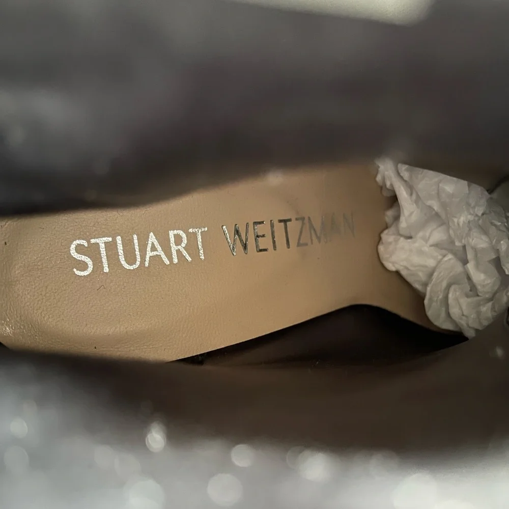 STUART WEITZMAN Metallic Block Heel Sock Booties. Size 8
 N1-10 - Picture 7 of 8